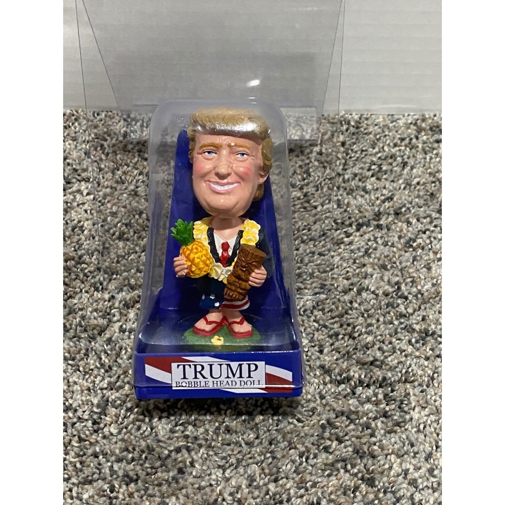 Bobblehead Doll KC Hawaii Unisex Blue New Hawaiian Donald Trump Tiki Pineapple